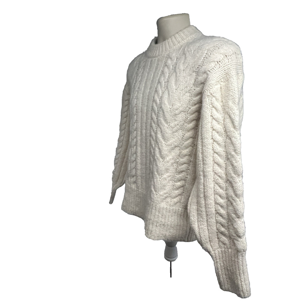 New Day Cable Knit Fisherman Pullover Cream Sweater Mens XS Womens Medium New - Picture 3 of 9